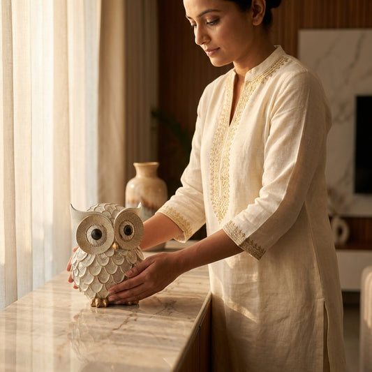 Handcrafted Owl Showpiece for Home Decor – Decorative Owl Sculpture