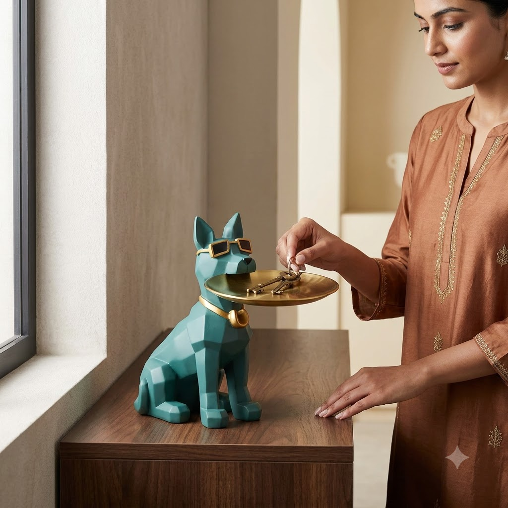 Dog with Golden Tray