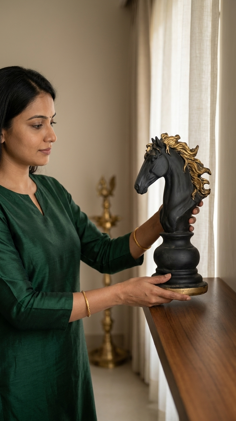 Handcrafted Black Horse Head Showpiece