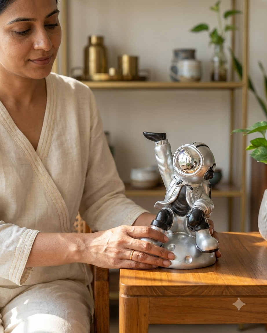 Silver Astronaut Showpiece for Home Decor