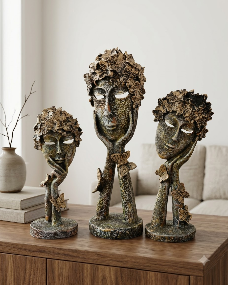 Floral Face Showpiece Set of 3
