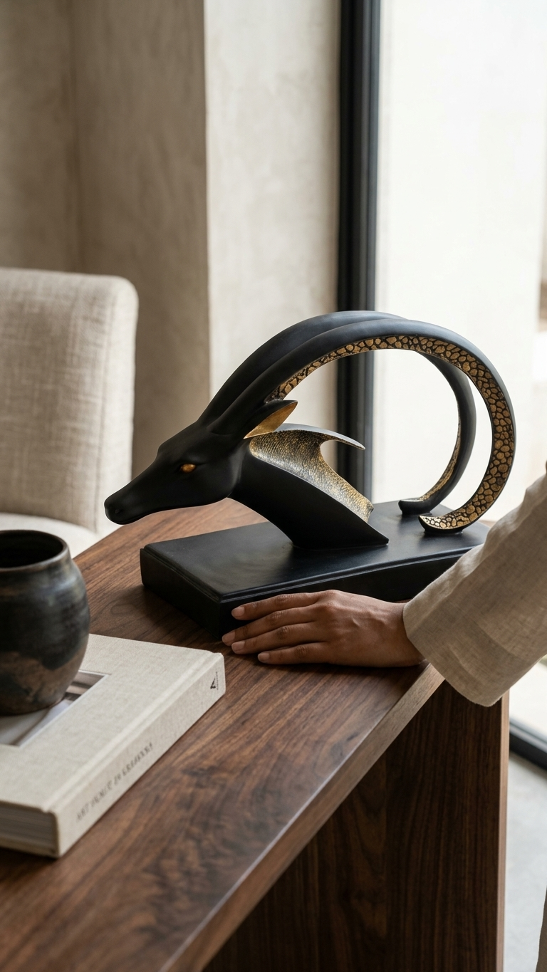 Handcrafted Deer Head Sculpture Showpiece – Premium Modern Resin Decor
