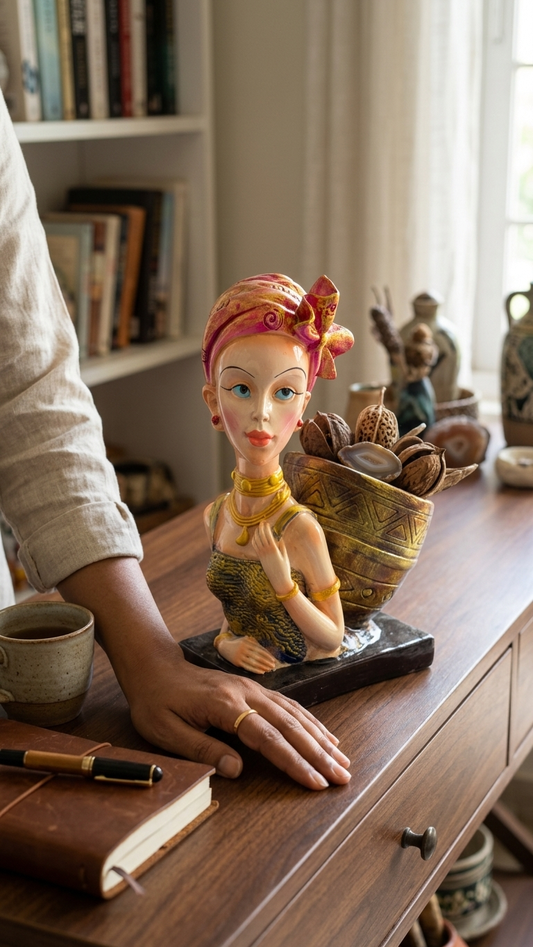 handcrafted lady planter showpiece