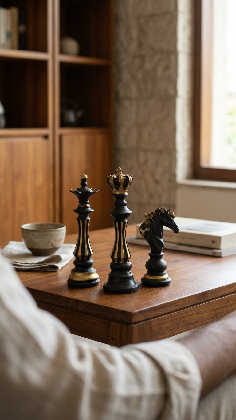 Handcrafted Chess Piece Decor Set