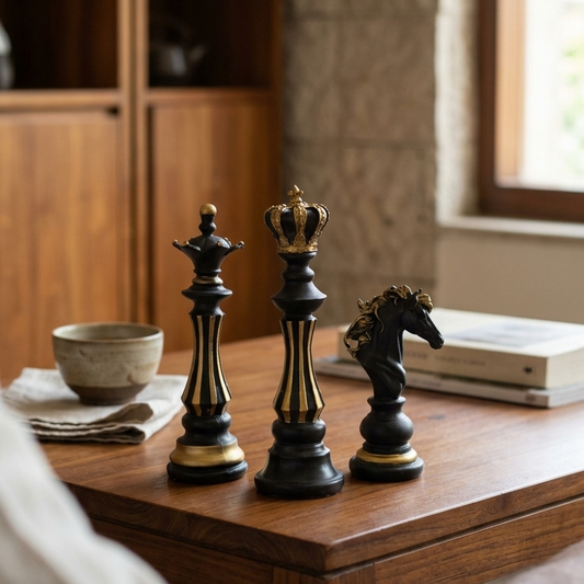 Handcrafted Chess Piece Decor Set