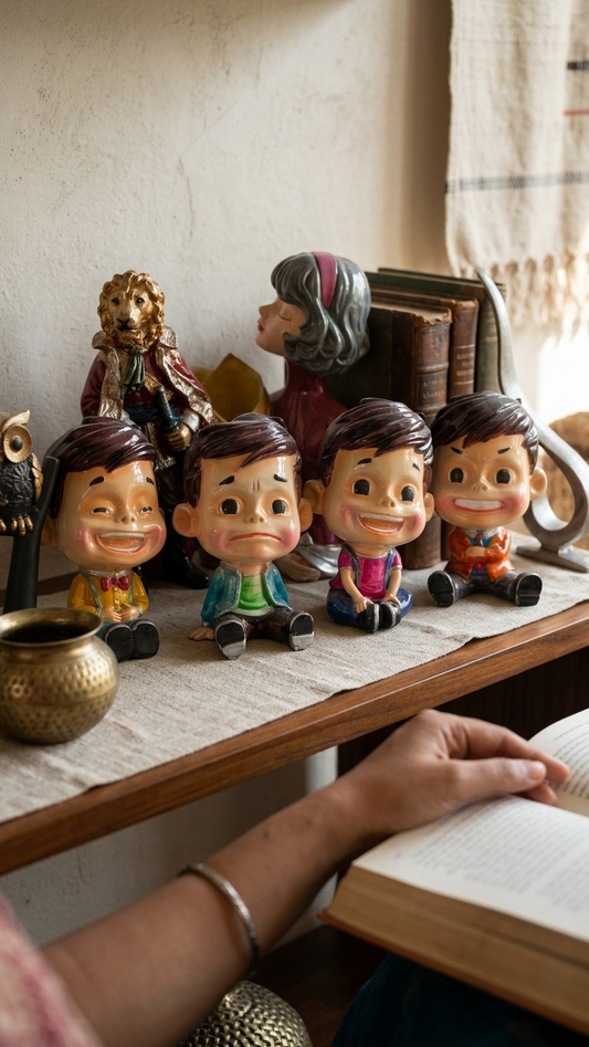 Handcrafted Set of 4 Cartoon Boy Showpieces – Cute Boy Figurines