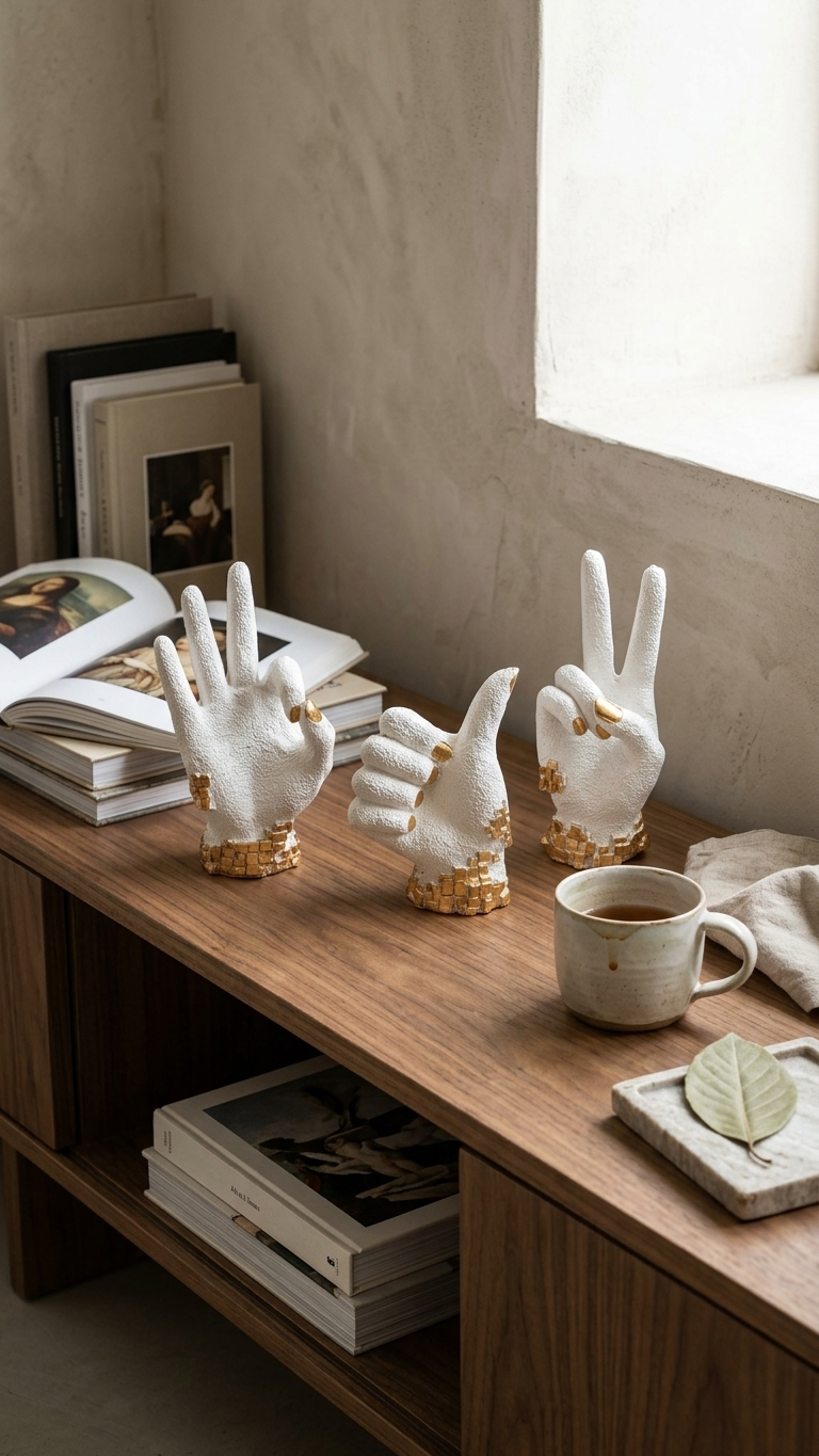 Handcrafted Abstract Hand Gesture Showpiece Set – Premium Modern Resin Sculpture for Home Decor