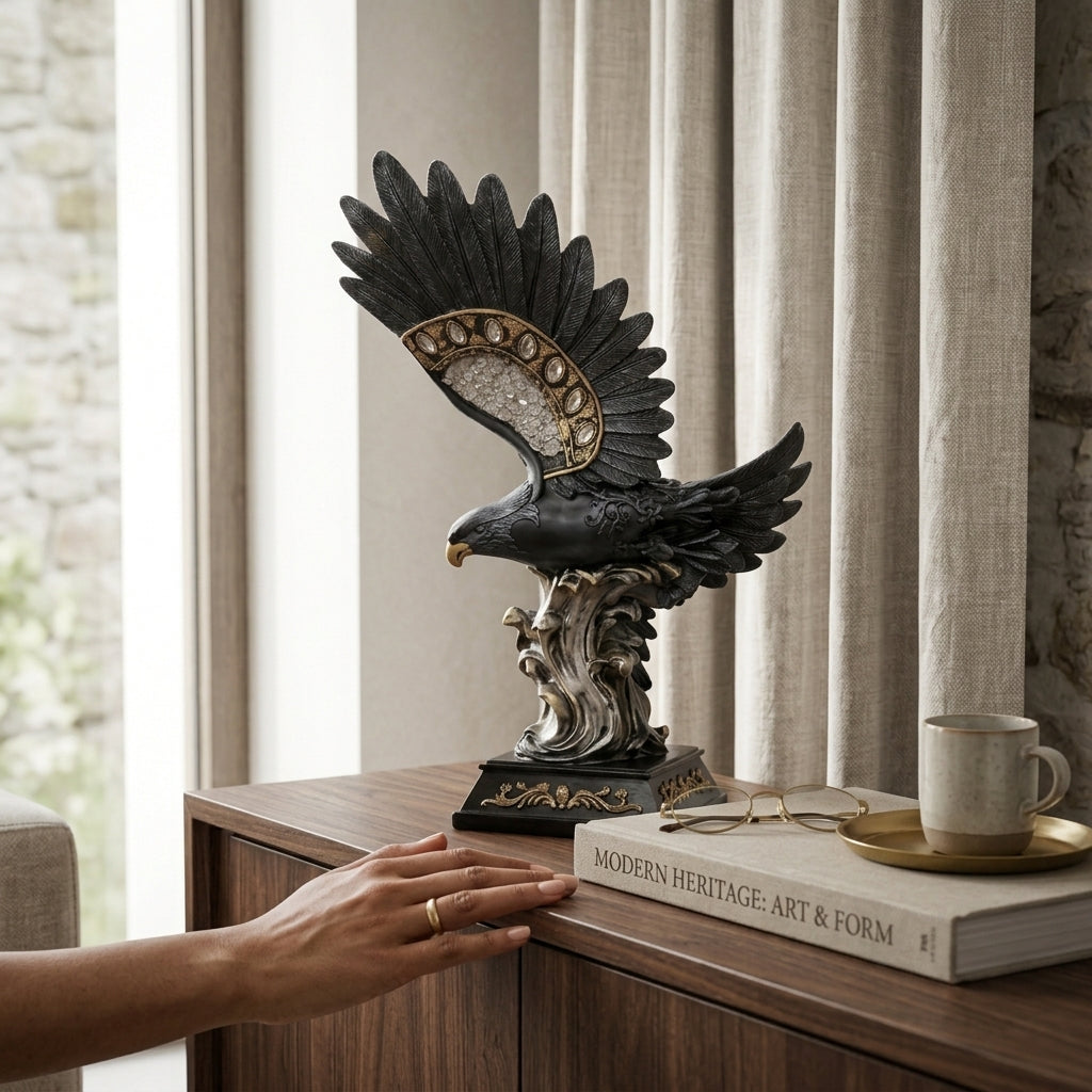Black gold eagle statue home decor India – Premium Home & Office Decor Showpiece India