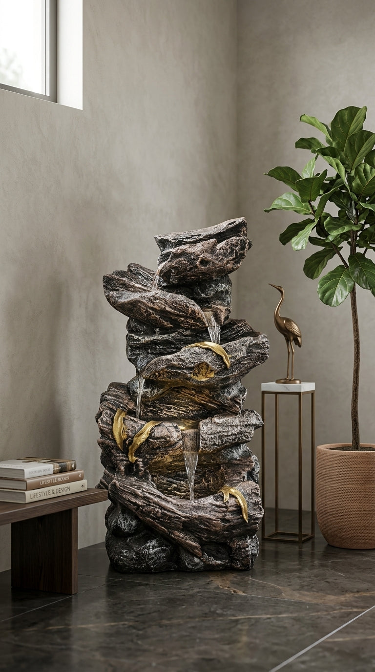 Handcrafted Rock Cascade Indoor Water Fountain