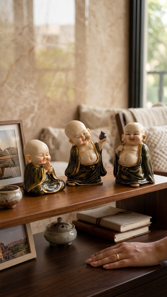 handcrafted monk showpiece set