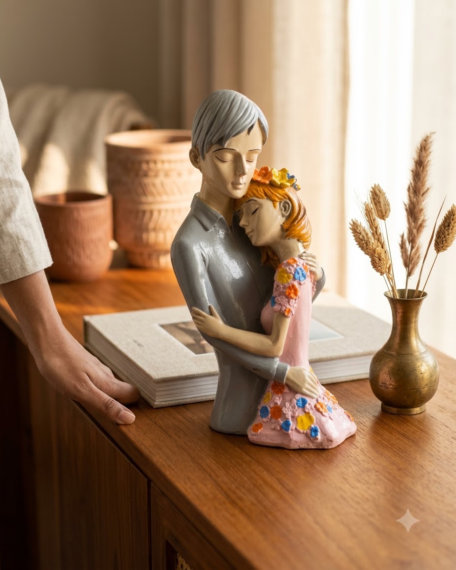 Romantic Couple Embrace Showpiece for Home Decor