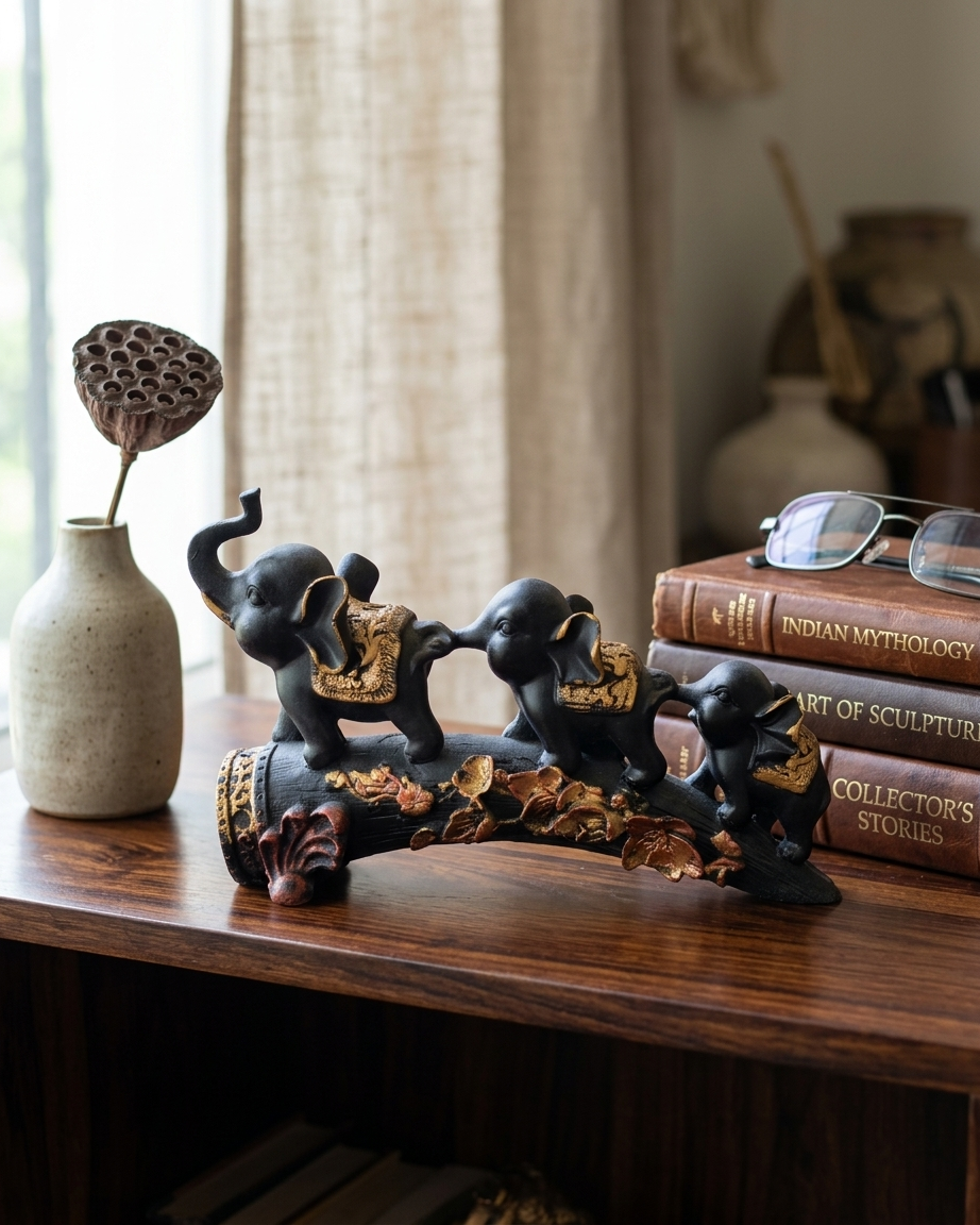 Vastu Elephant Family Showpiece for Prosperity & Success | Premium Home Decor Statue