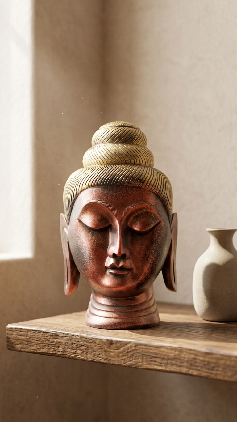 Handcrafted Buddha Head Sculpture – Premium Meditative Home Decor Showpiece