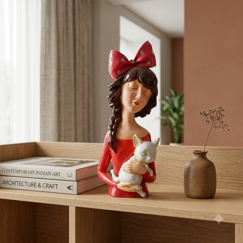 Girl with Cat Showpiece
