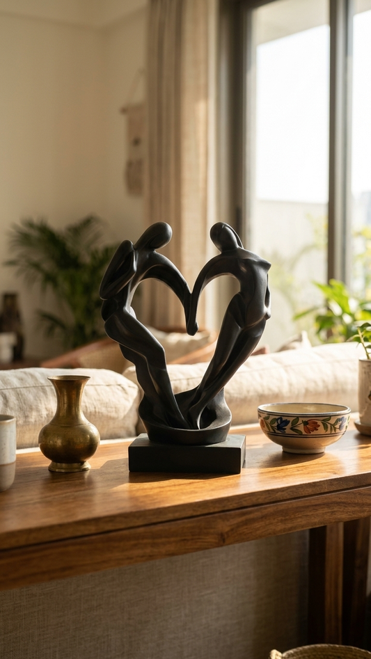 Abstract couple sculpture for home decor India – Romantic Modern Home Decor Showpiece for Living Room & Gifting