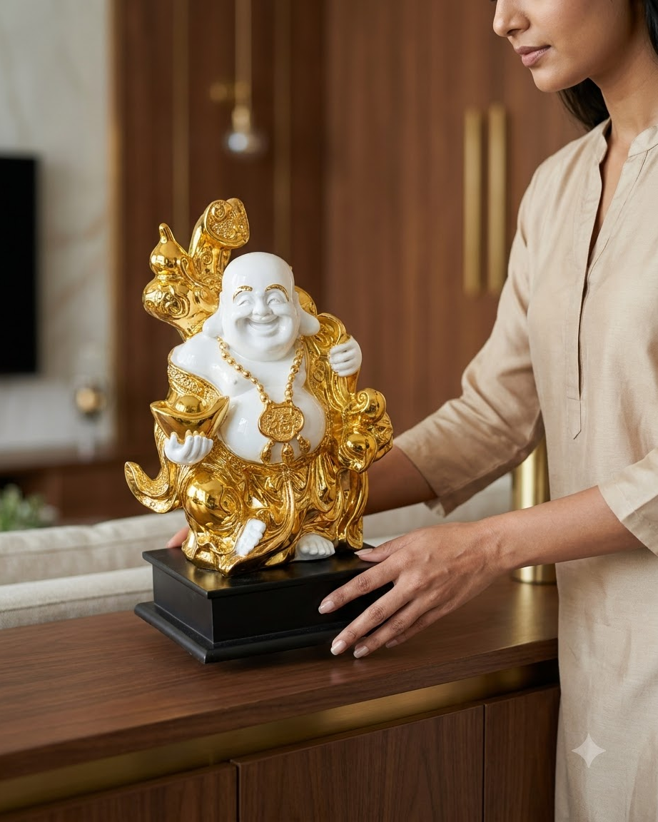 Golden & White Laughing Buddha