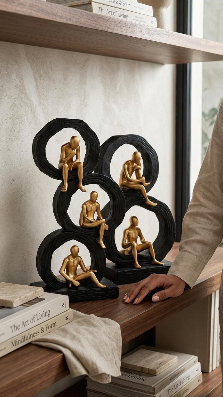Abstract thinker sculpture set for home decor India–Black Frame Decor