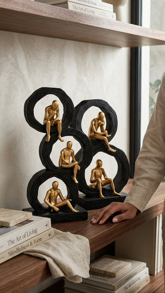 Abstract thinker sculpture set for home decor India–Black Frame Decor