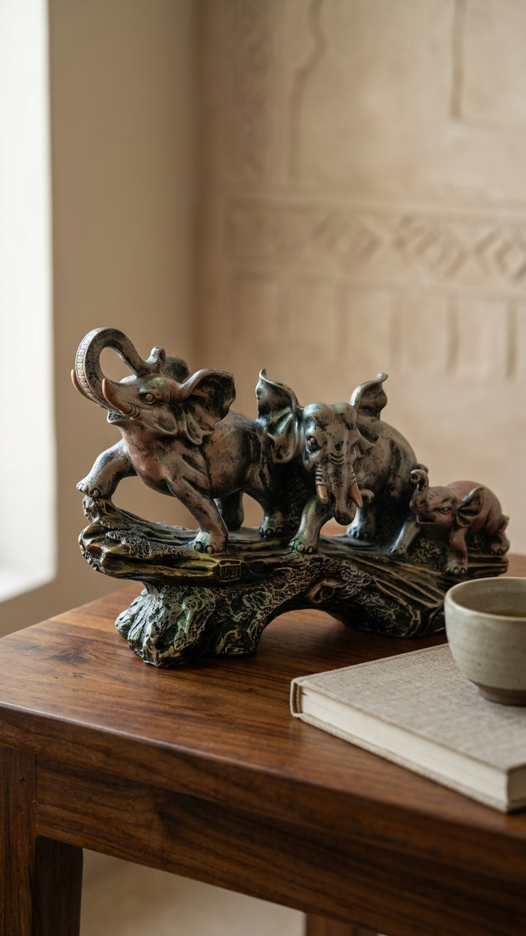 Handcrafted Elephant Family Showpiece for Home Decor – Premium Made in India Sculpture