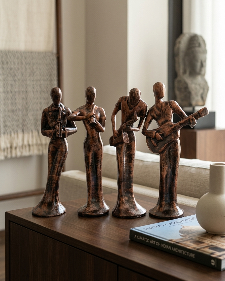 Handcrafted Harmony Musical Band Showpiece Set – Premium Musician Figurines for Modern Home Decor