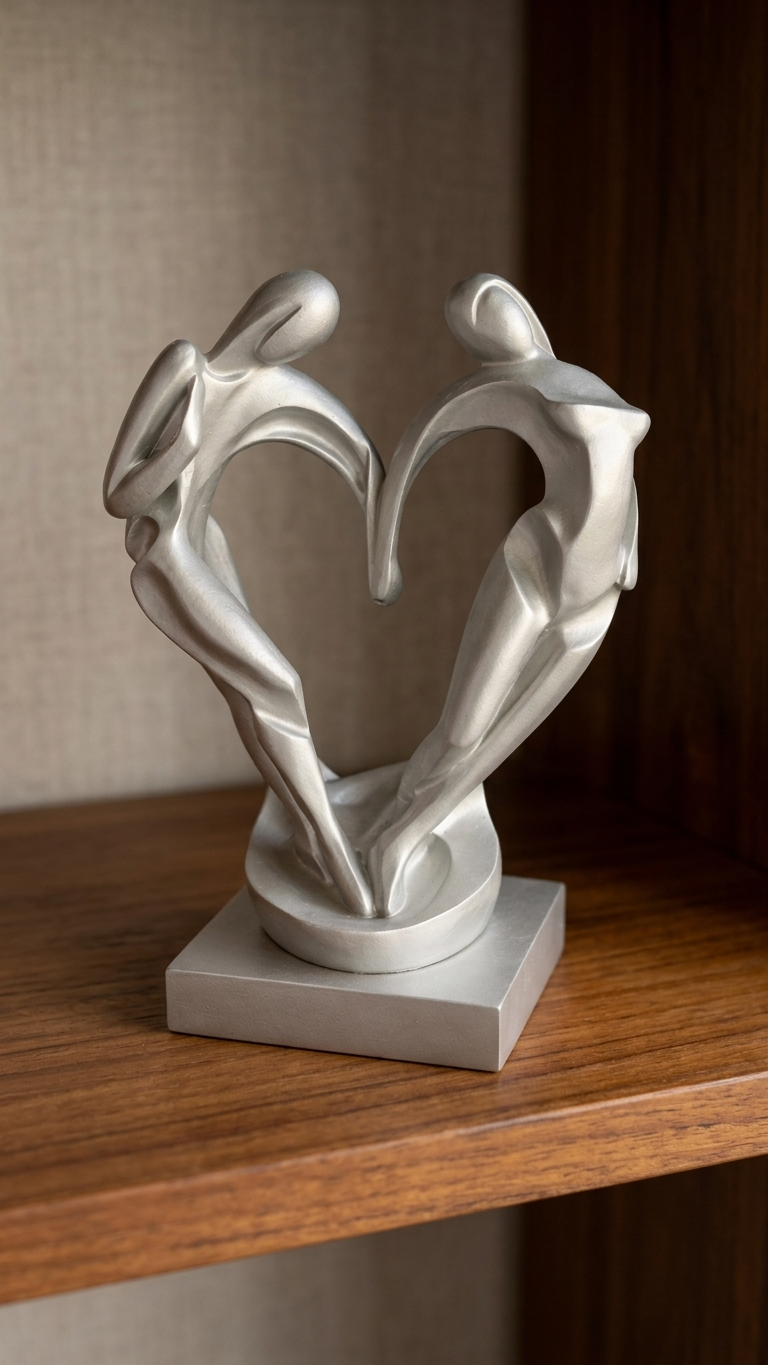 Handcrafted Couple Heart Sculpture Showpiece –For Home Decor & Gifting