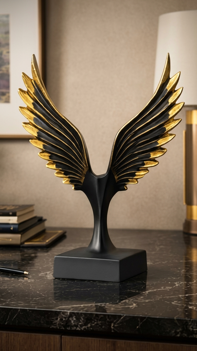 Black gold angel wings sculpture home decor India – Modern Abstract Tabletop Showpiece for Home & Office Decor India