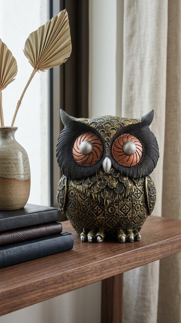 Handcrafted Vintage Owl Showpiece for Home Decor – Premium Decorative Owl Sculpture