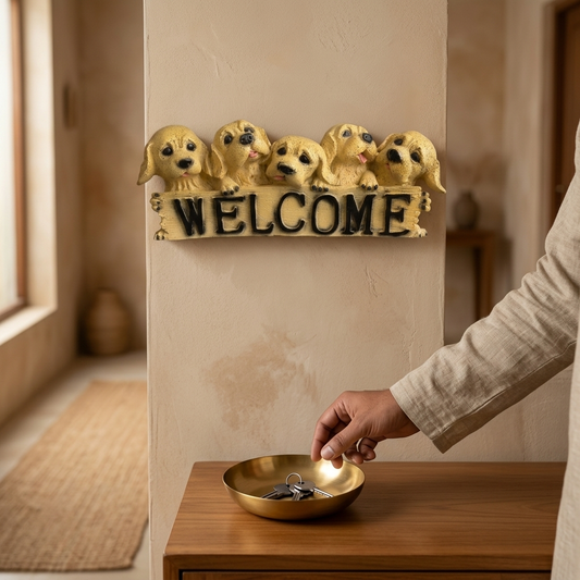 Handcrafted Five Puppy Welcome Showpiece