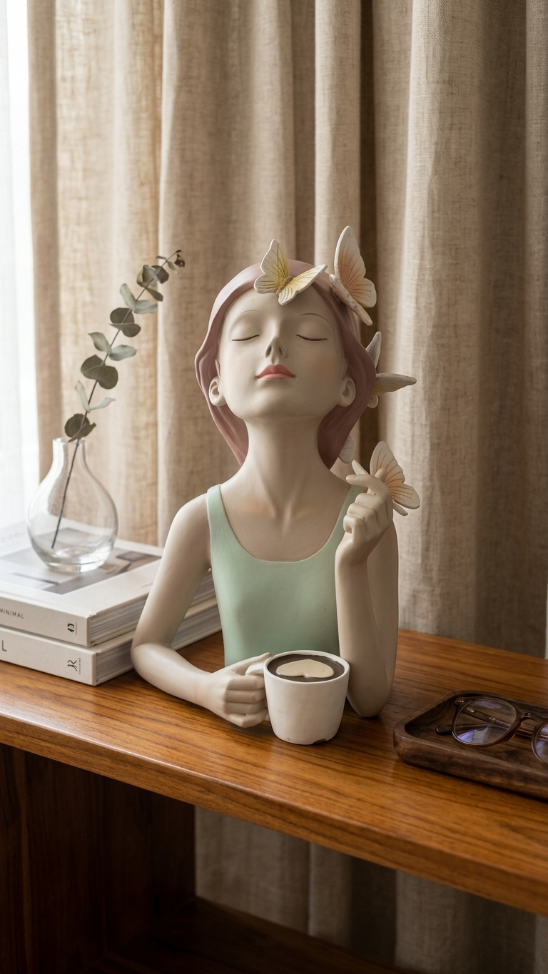 handcrafted girl coffee showpiece