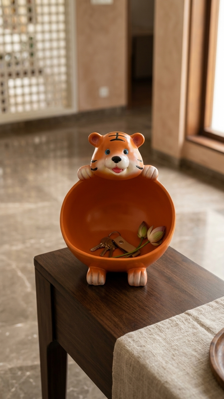 Handcrafted Tiger Holder Bowl – Premium Decorative Catchall Organizer for Home Entrance & Tabletop