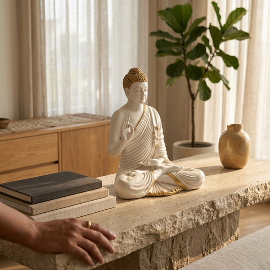 Handcrafted White Buddha Idol