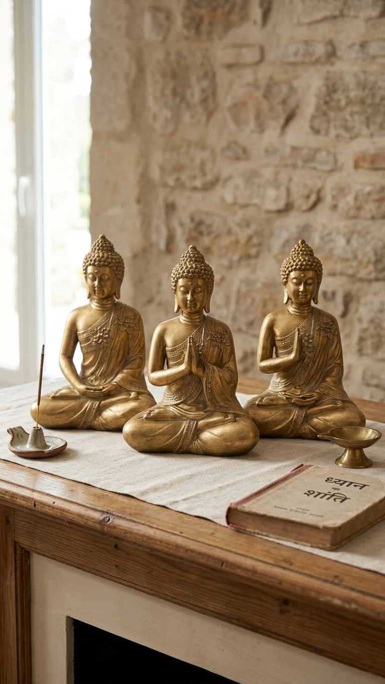 Gold Buddha statue for home decor India – Peaceful Zen Home, Temple & Meditation Room Decor