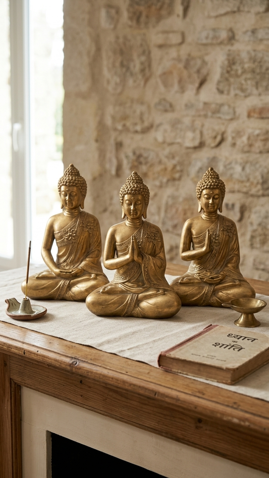 Gold Buddha statue for home decor India – Peaceful Zen Home, Temple & Meditation Room Decor