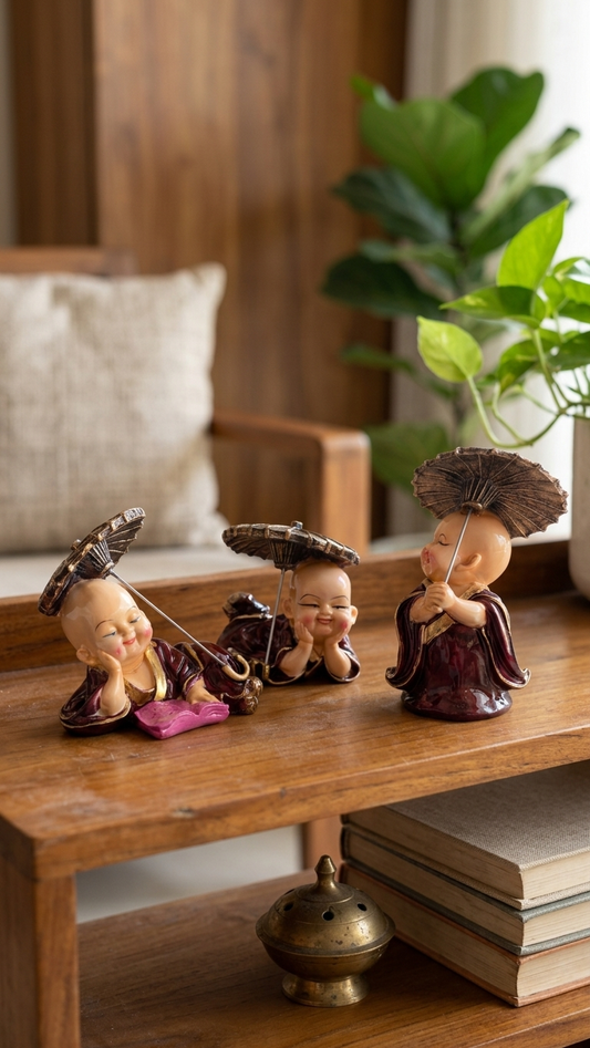 handcrafted monk showpiece set