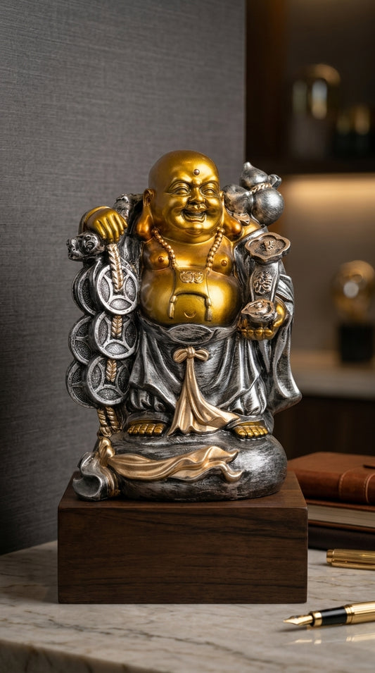 Handcrafted Gold Laughing Buddha Statue