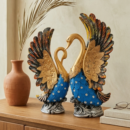  Royal Swan Couple Showpiece with Decorative Wings
