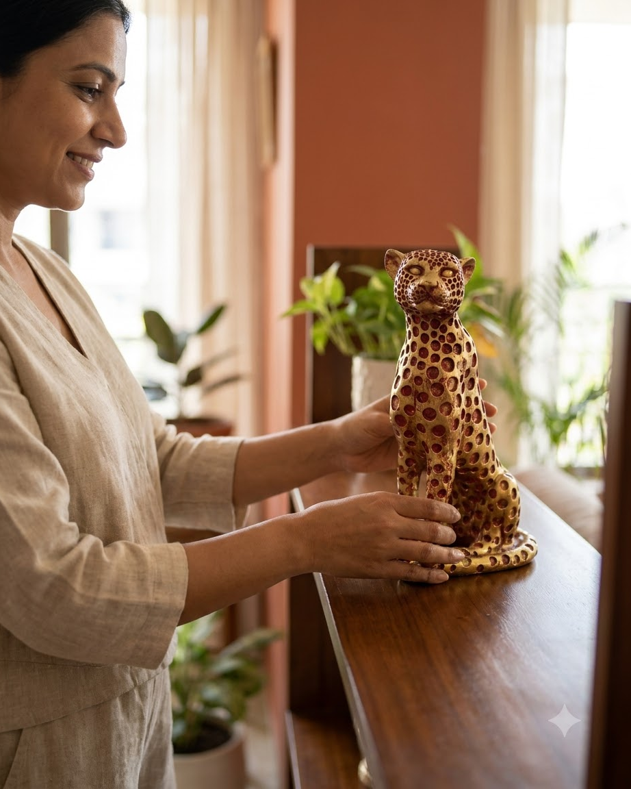 Golden Leopard Showpiece