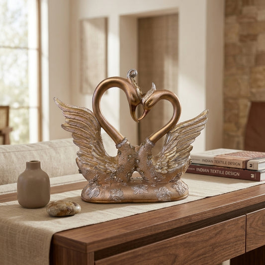 Handcrafted Golden Swan Couple