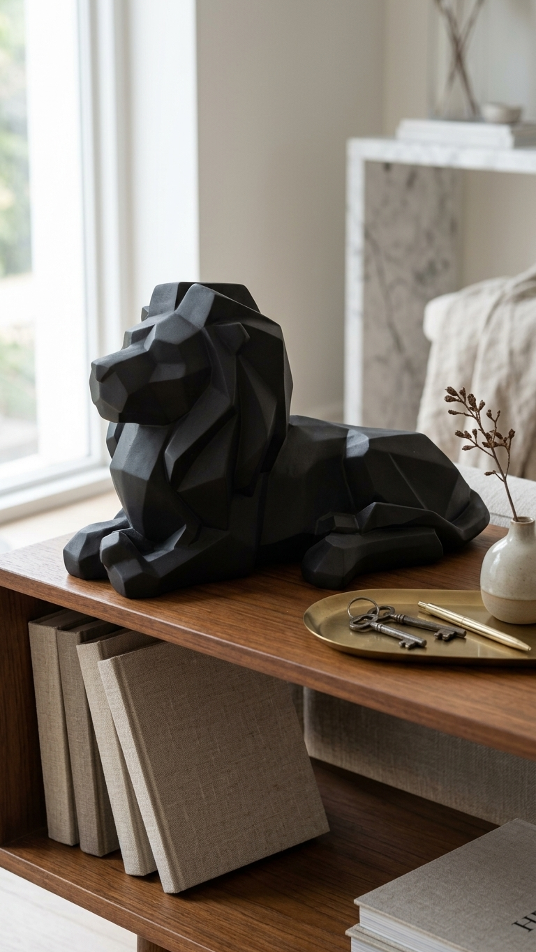 Modern Geometric Lion Decor