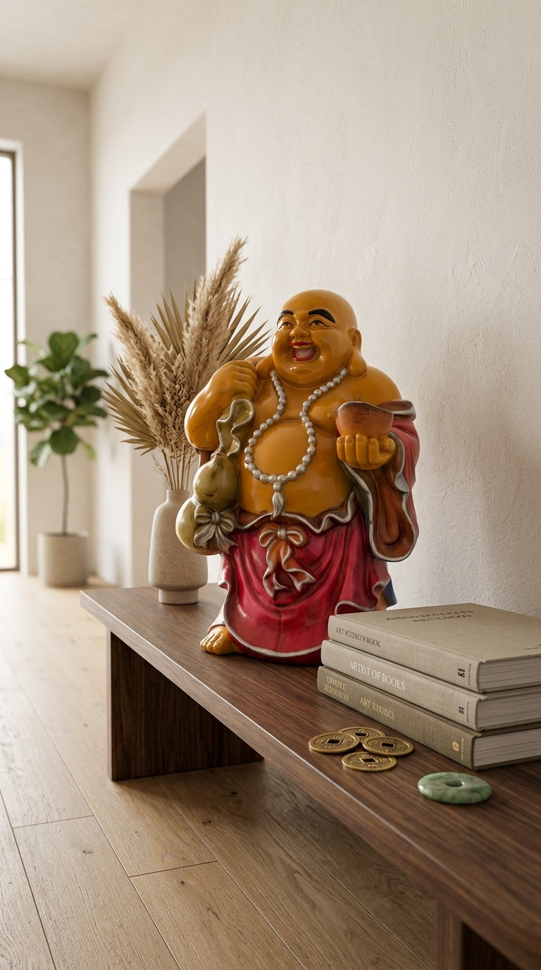 handcrafted laughing buddha wealth