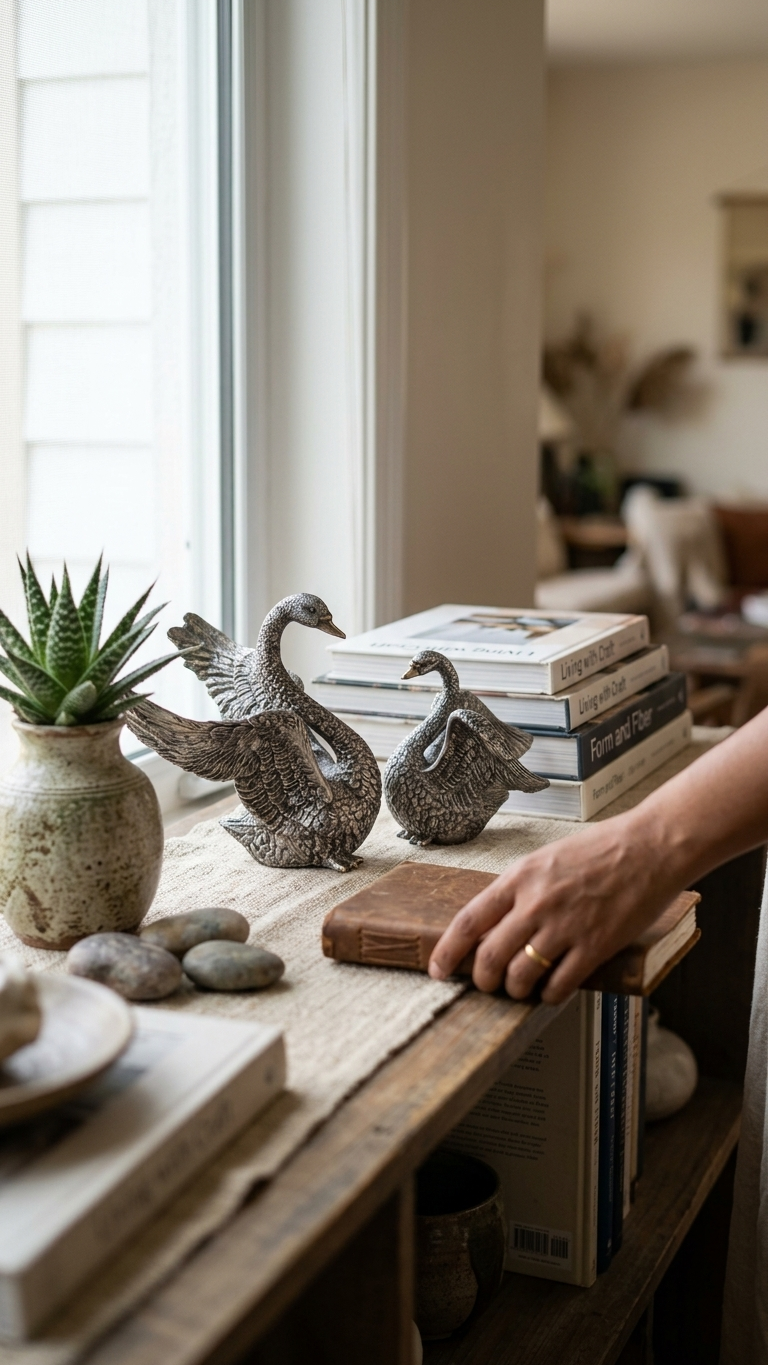 Swan couple statue for home decor India – Elegant Love Bird Showpiece for Home, Living Room & Office Decor India