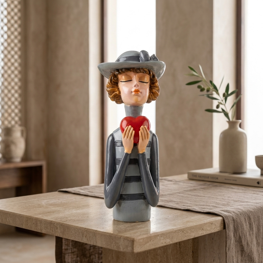 Handcrafted Lady Holding Heart