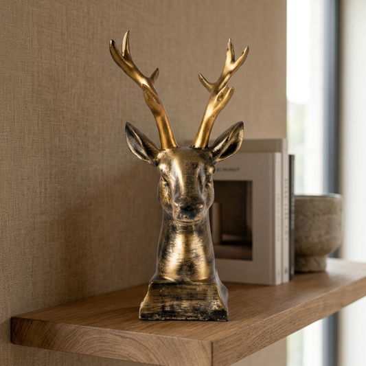 Handcrafted Golden Deer Head