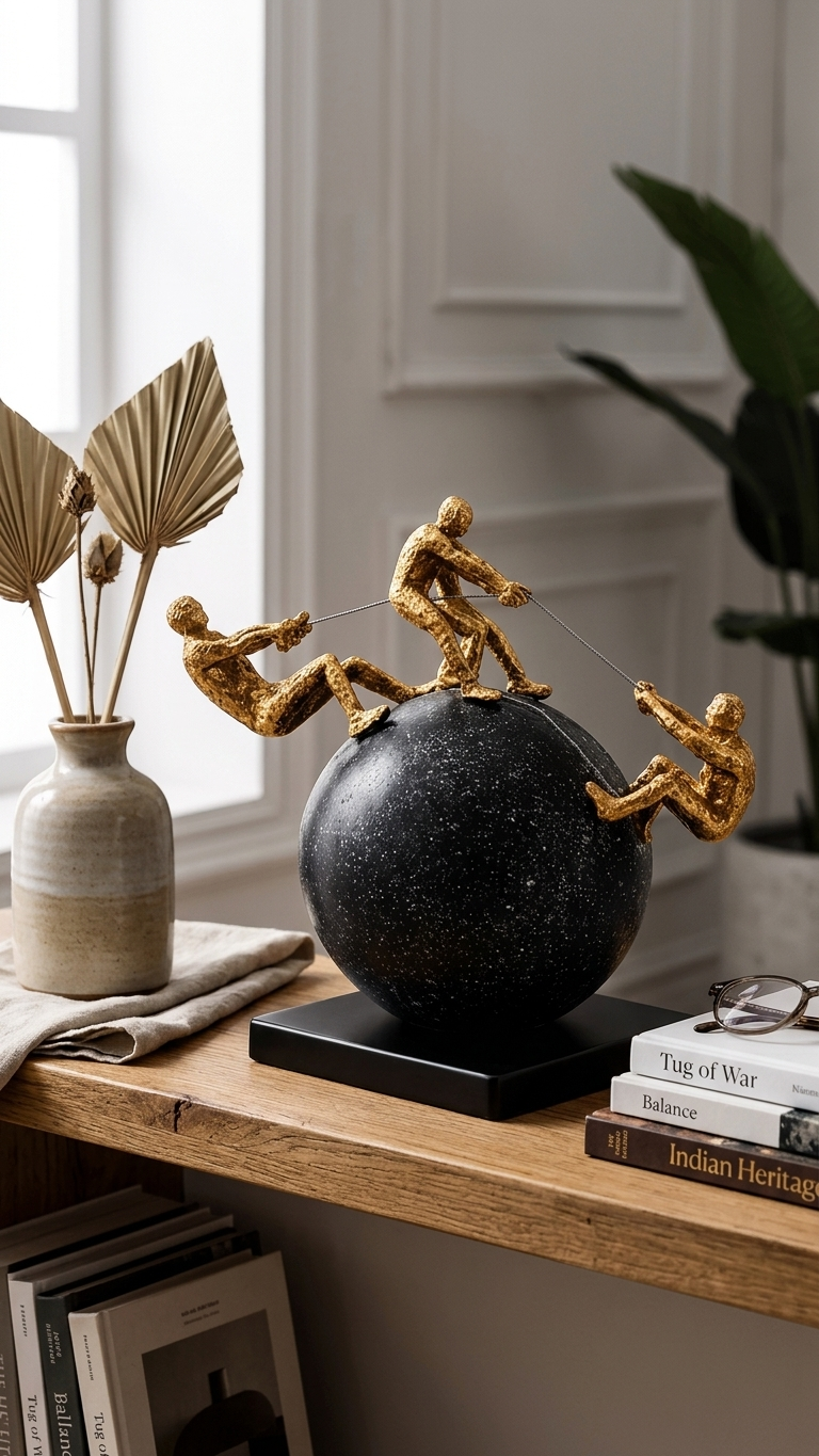 Abstract Tug of War Sculpture – Luxury home decor