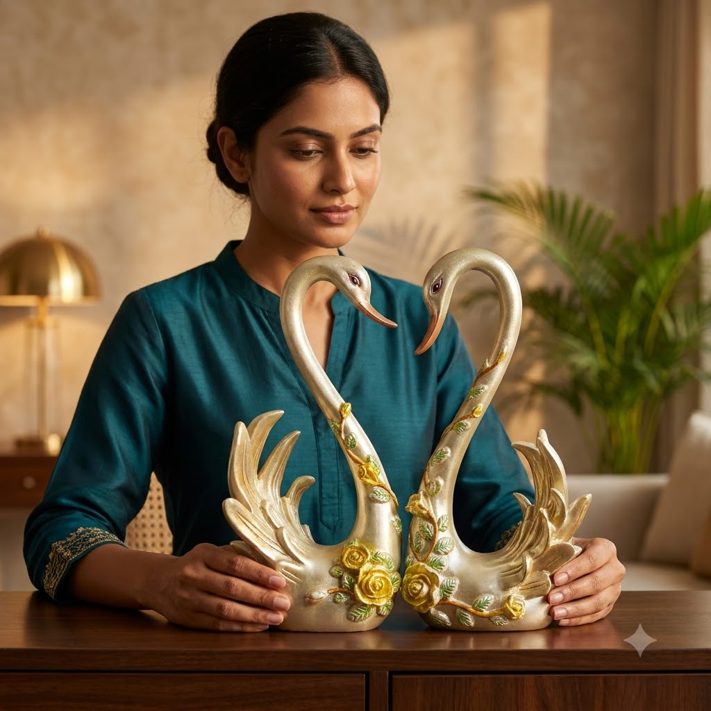 Swan Couple Showpiece