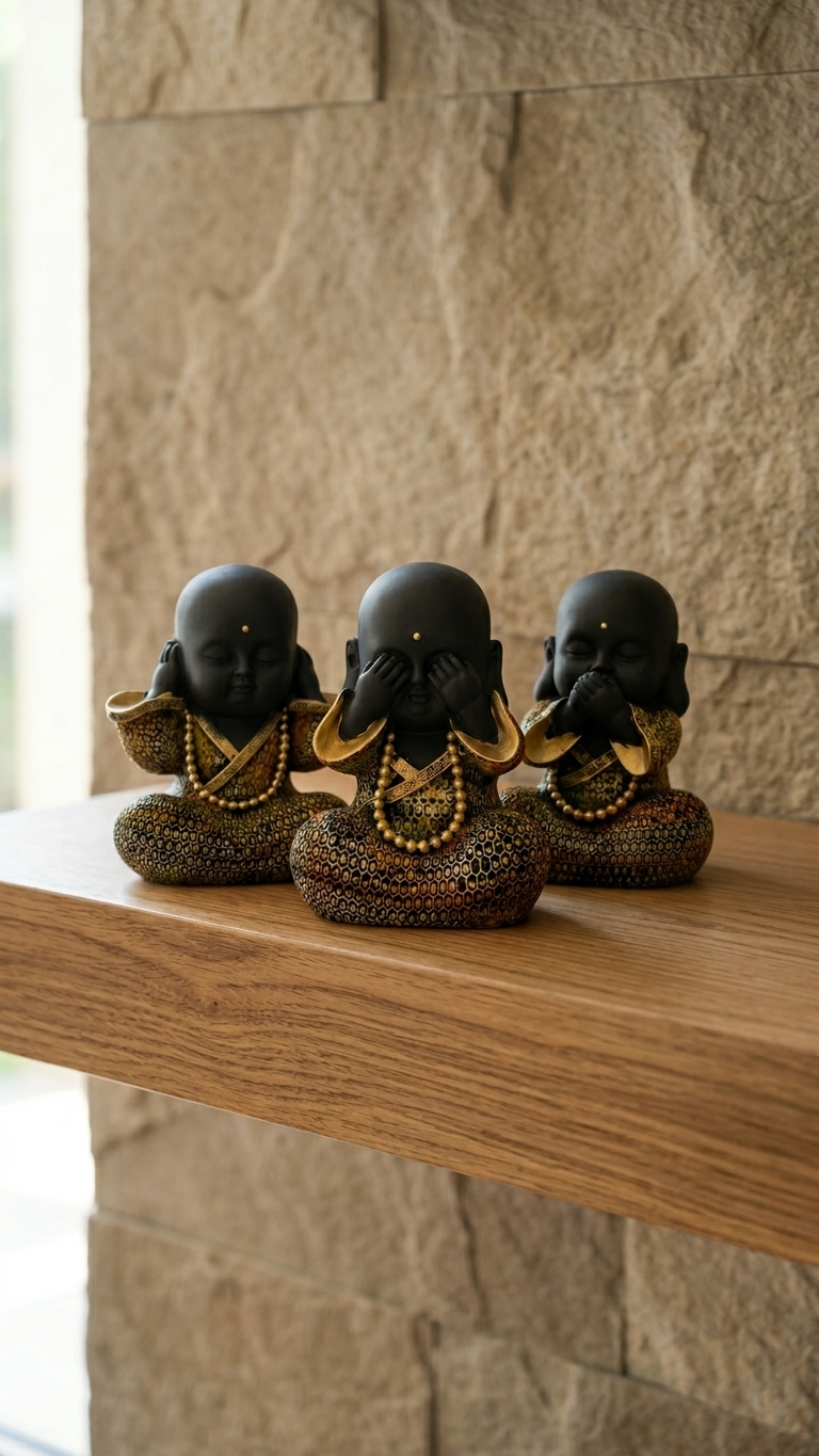 three wise monk showpiece set