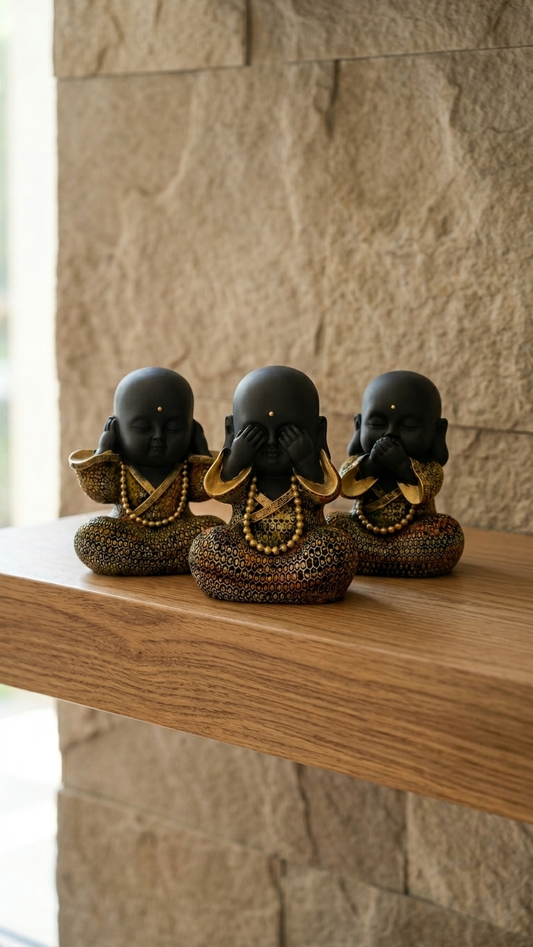 three wise monk showpiece set