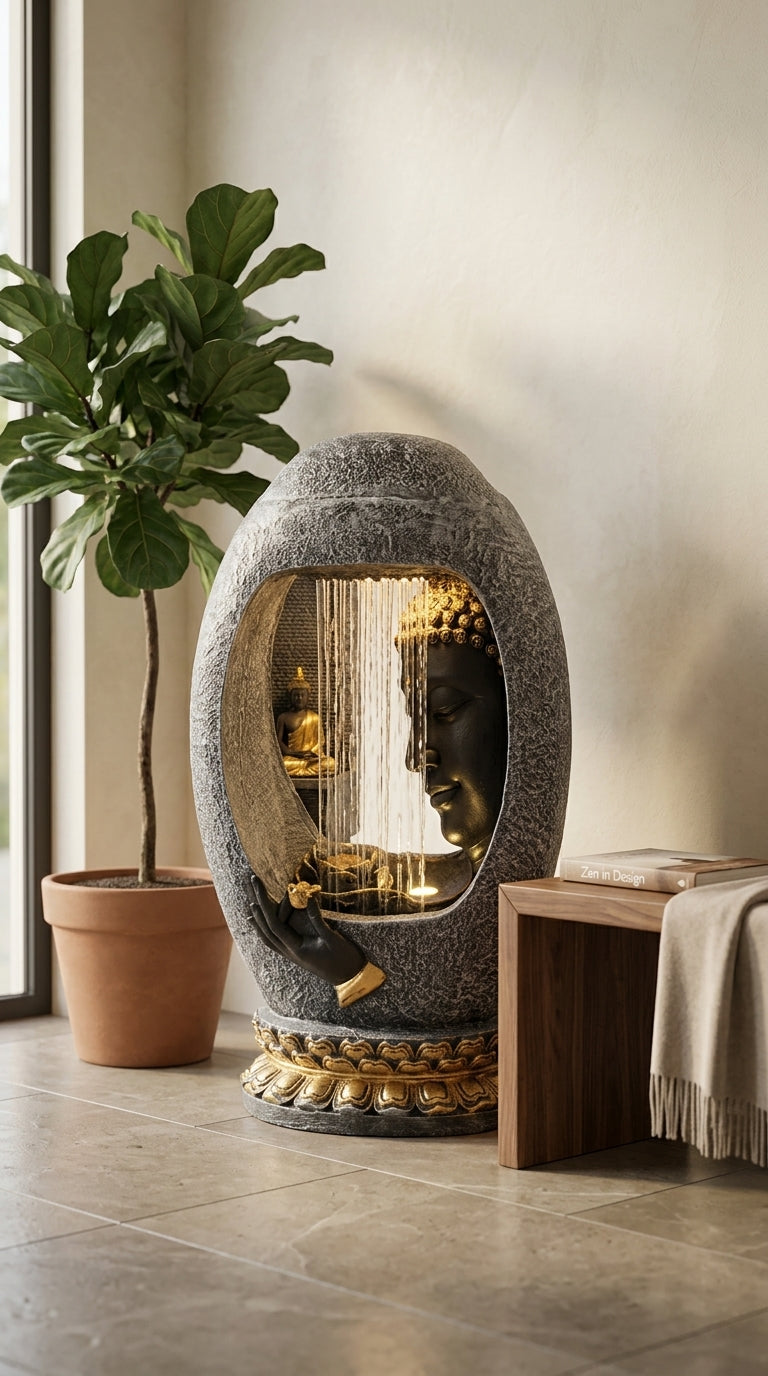 Handcrafted Buddha Face Indoor Water Fountain 