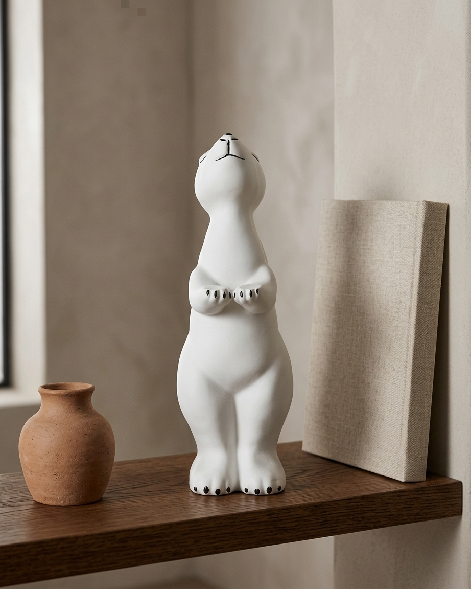 Handcrafted Arctic Polar Bear Showpiece – Premium Modern Animal Decor