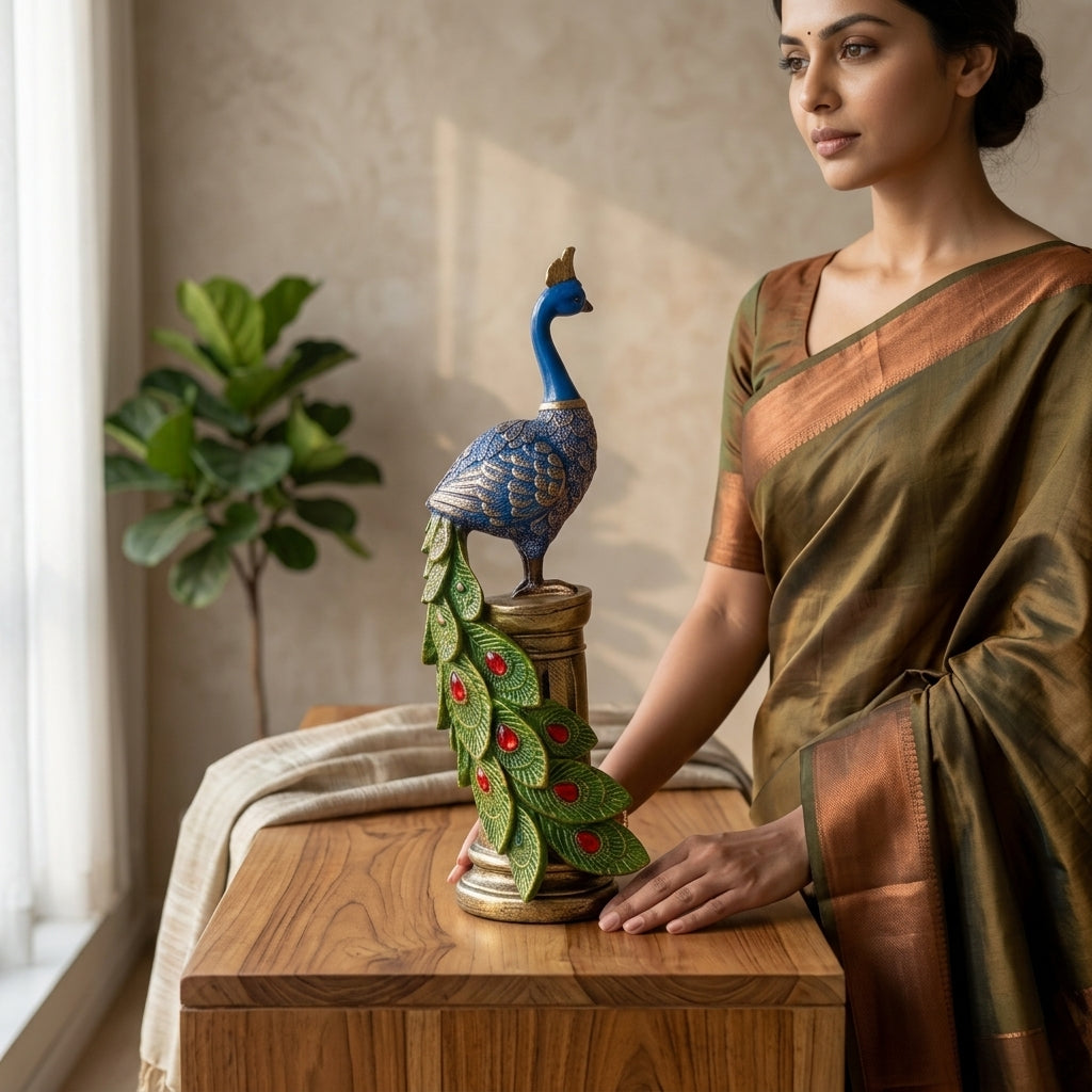 Peacock statue for home decor India – Premium Handcrafted Decorative Showpiece for Living Room & Office